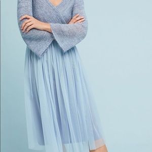 Anthropologie Maeve Blue Wool & Tulle Dress